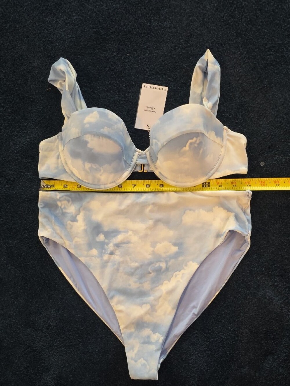 Cloud Print Two-Piece Bikini Set in Light Blue and White NWT - Picture 5 of 6